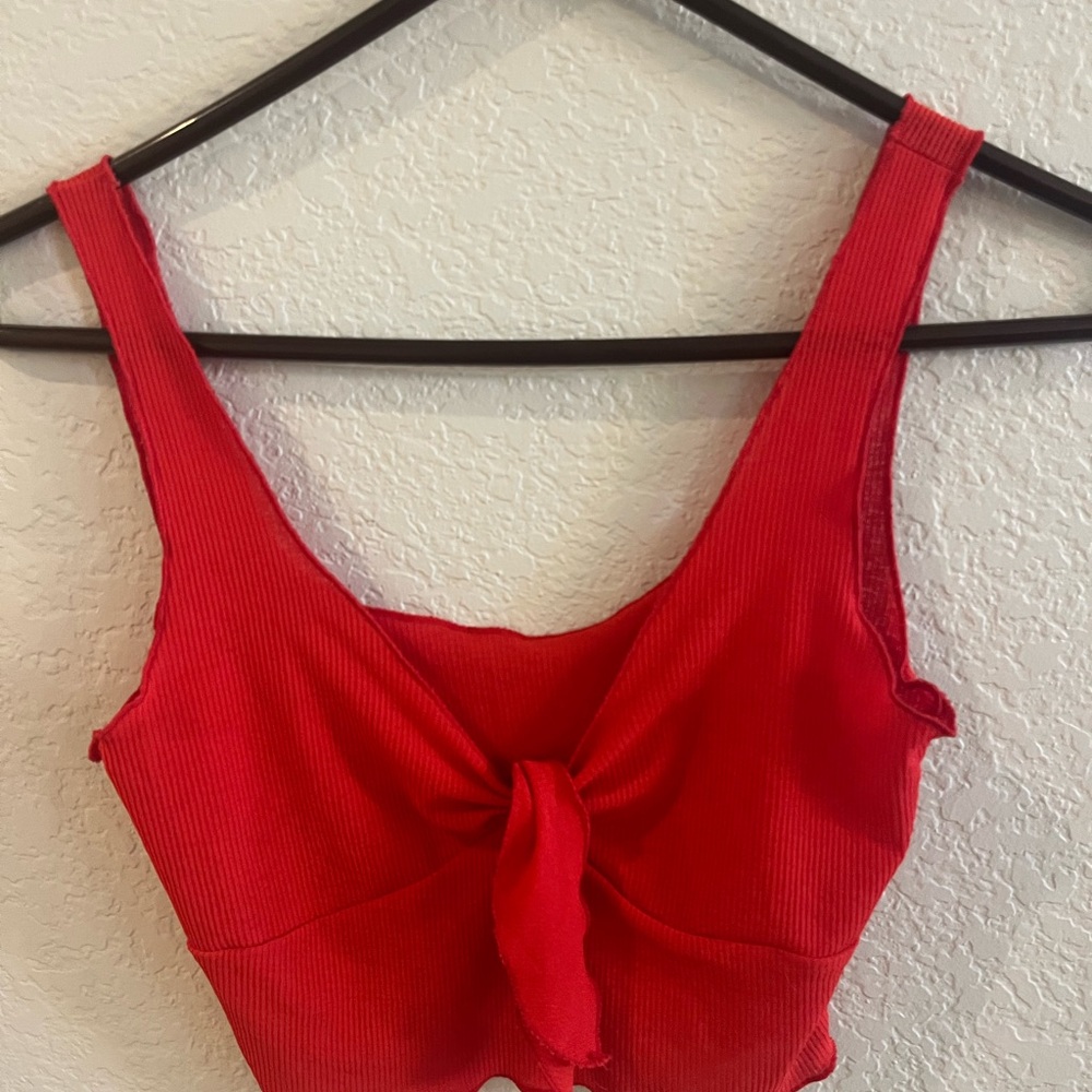 SHEIN ladies extra small red  crop tank top with tie knot